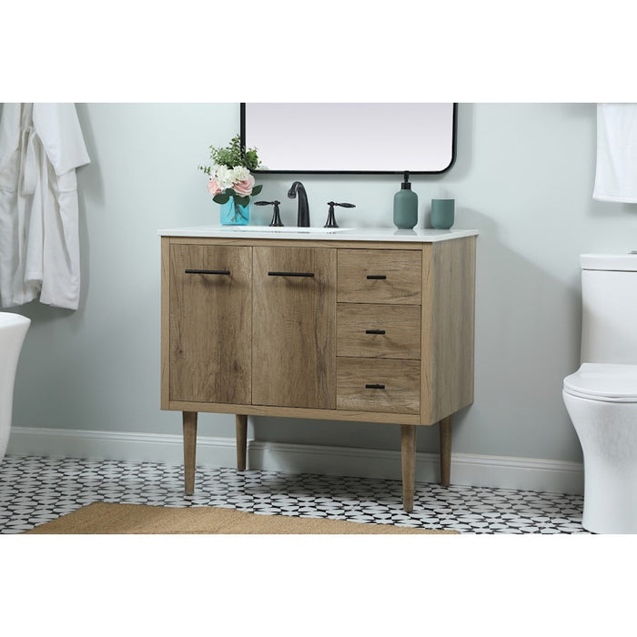 Elegant Kitchen/Bath Cyrus 36" Single Bathroom Vanity, Natural Oak