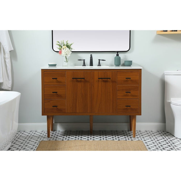 Elegant Kitchen/Bath Cyrus 48" Single Bathroom Vanity, Teak