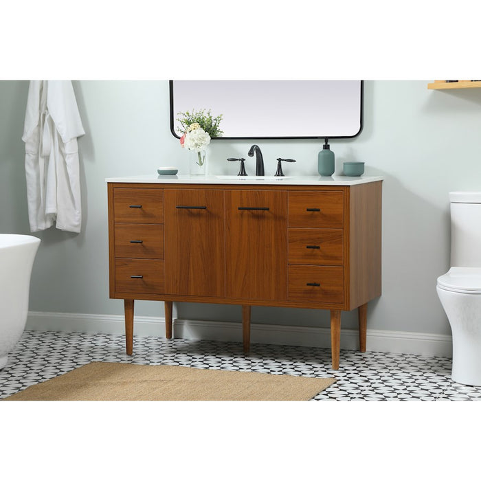 Elegant Kitchen/Bath Cyrus 48" Single Bathroom Vanity, Teak