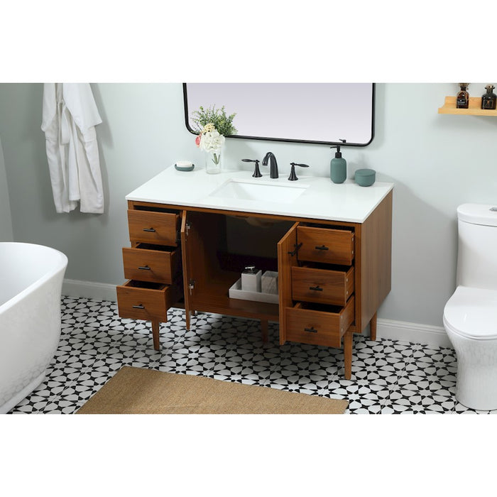 Elegant Kitchen/Bath Cyrus 48" Single Bathroom Vanity, Teak