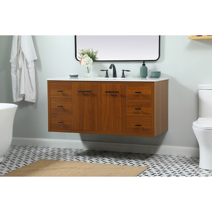 Elegant Kitchen/Bath Cyrus 48" Single Bathroom Vanity, Teak