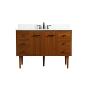 Elegant Cyrus 48" Single Bathroom Vanity, Teak/Backsplash - VF48048MTK-BS