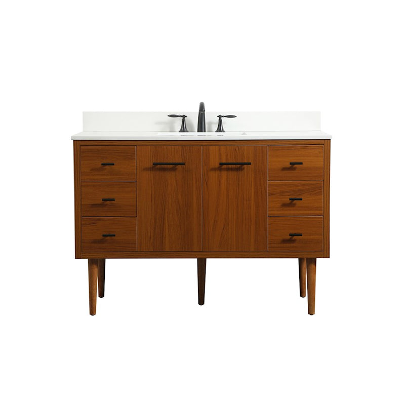 Elegant Cyrus 48" Single Bathroom Vanity, Teak/Backsplash - VF48048MTK-BS