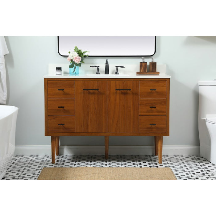 Elegant Cyrus 48" Single Bathroom Vanity, Teak/Backsplash