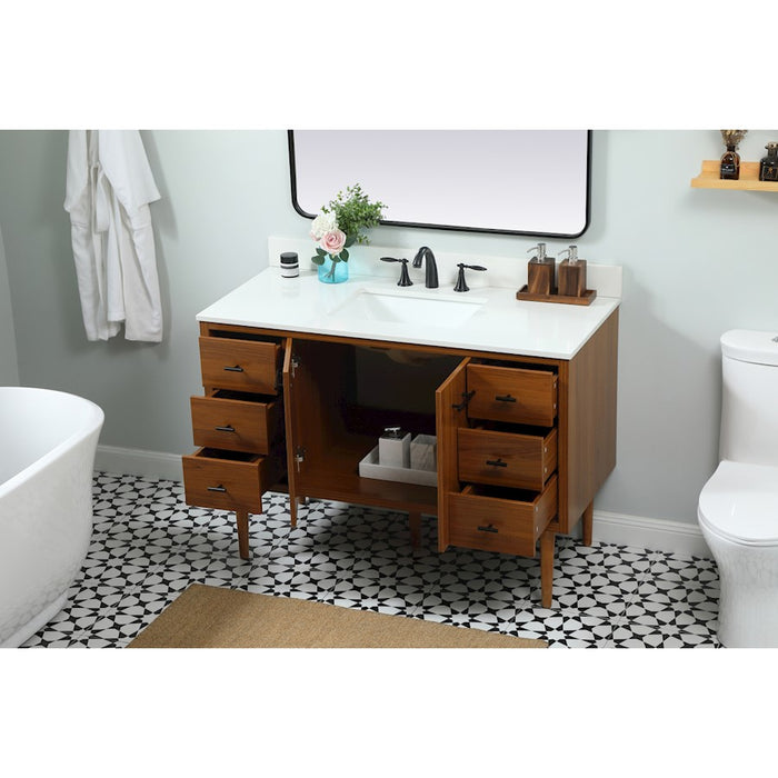 Elegant Cyrus 48" Single Bathroom Vanity, Teak/Backsplash