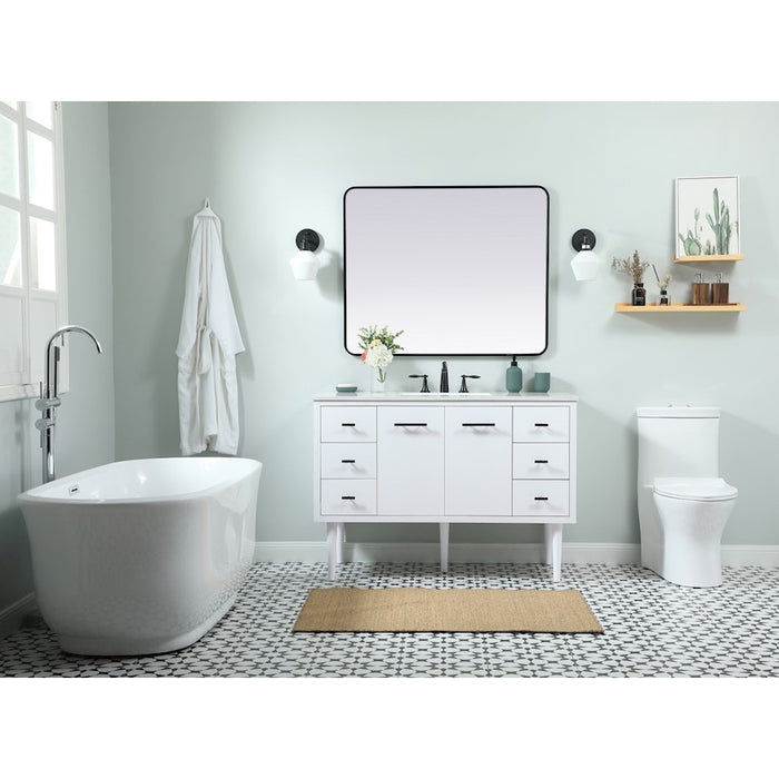 Elegant Cyrus 48" Single Bathroom Vanity, Teak/Backsplash
