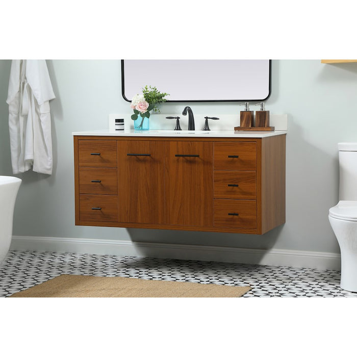 Elegant Cyrus 48" Single Bathroom Vanity, Teak/Backsplash