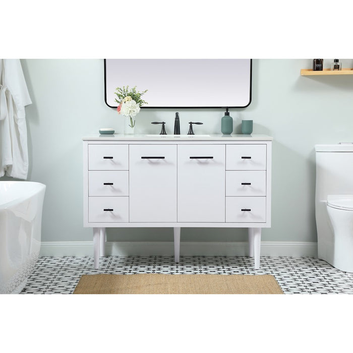Elegant Kitchen/Bath Cyrus 48" Single Bathroom Vanity, White