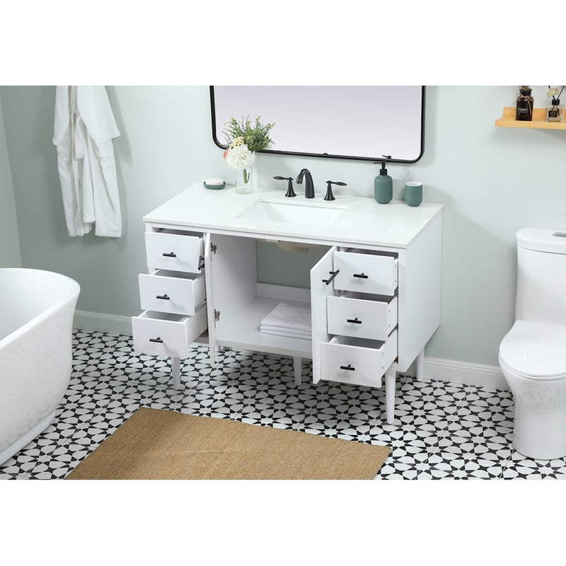 Elegant Kitchen/Bath Cyrus 48" Single Bathroom Vanity, White