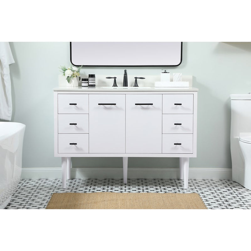 Elegant Cyrus 48" Single Bathroom Vanity, White/Backsplash