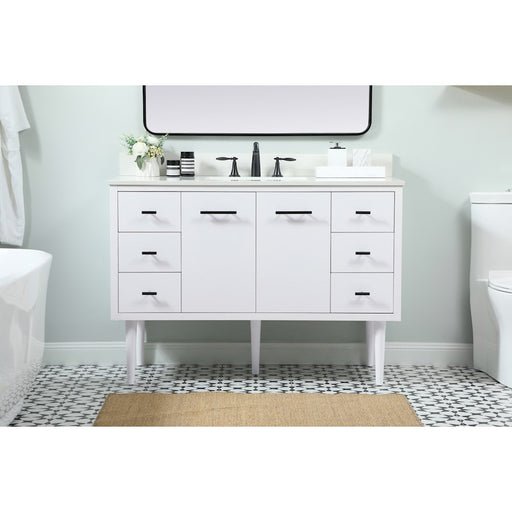 Elegant Cyrus 48" Single Bathroom Vanity, White/Backsplash