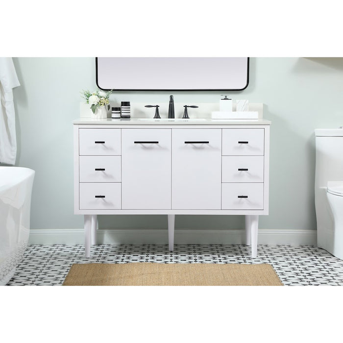 Elegant Cyrus 48" Single Bathroom Vanity, White/Backsplash