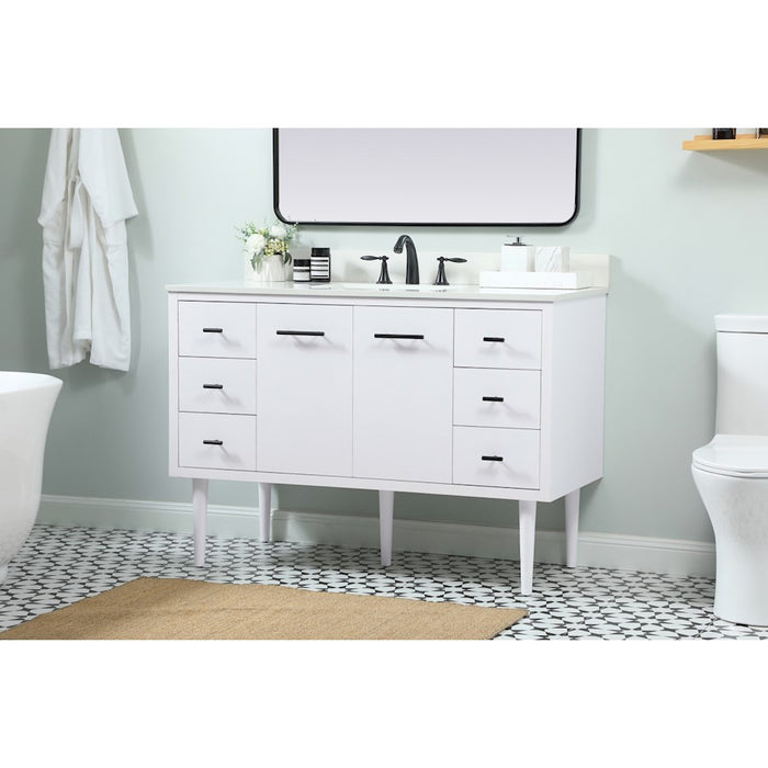 Elegant Cyrus 48" Single Bathroom Vanity, White/Backsplash