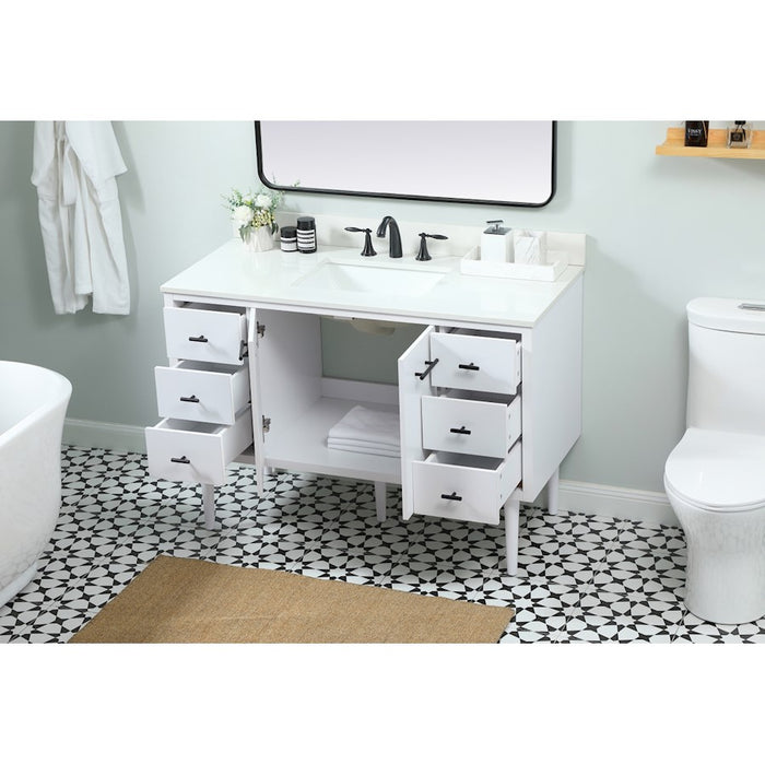 Elegant Cyrus 48" Single Bathroom Vanity, White/Backsplash