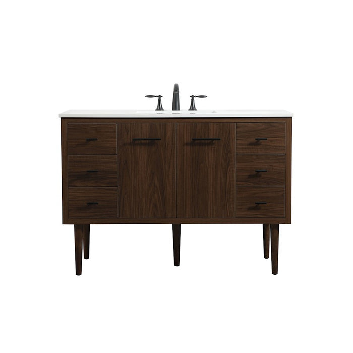 Elegant Kitchen/Bath Cyrus 48" Single Bathroom Vanity, Walnut - VF48048MWT