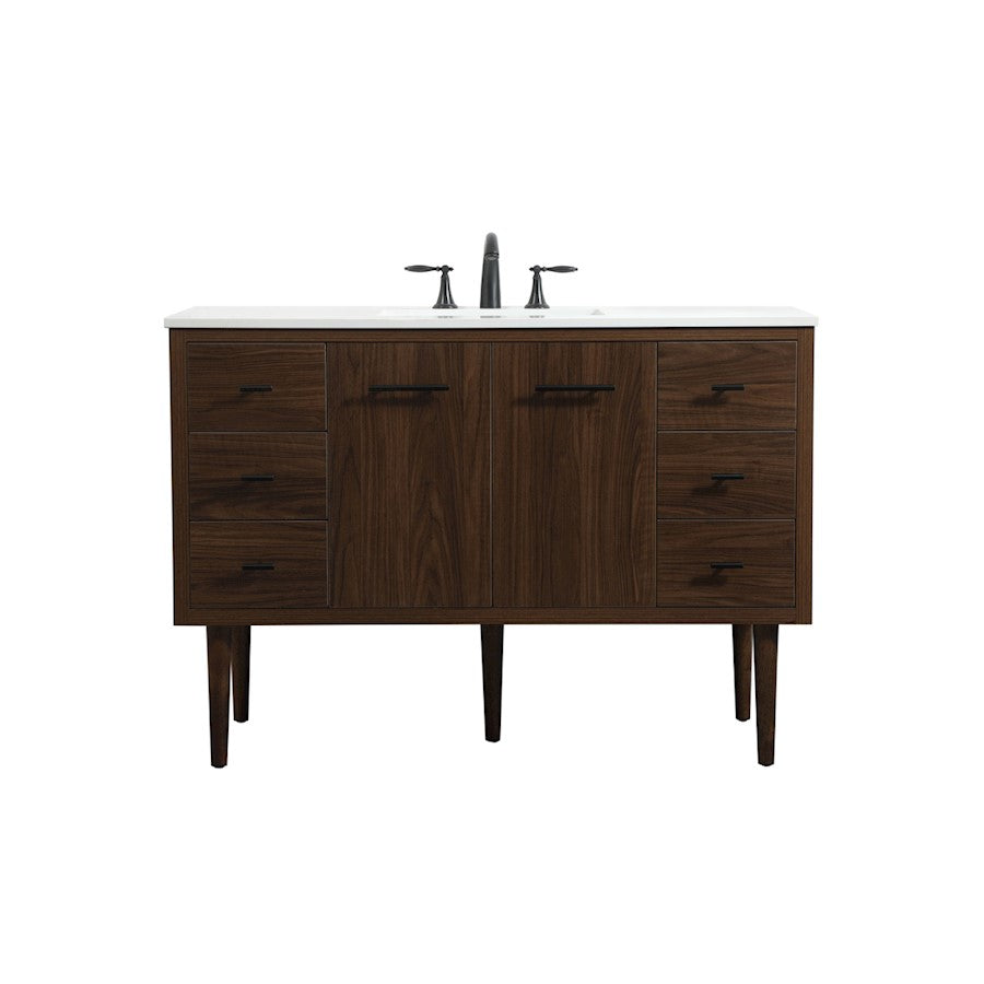 Elegant Kitchen/Bath Cyrus 48" Single Bathroom Vanity, Walnut - VF48048MWT