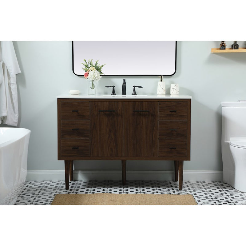 Elegant Kitchen/Bath Cyrus 48" Single Bathroom Vanity, Walnut