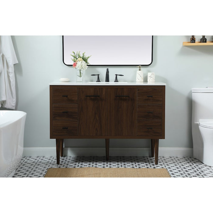 Elegant Kitchen/Bath Cyrus 48" Single Bathroom Vanity, Walnut