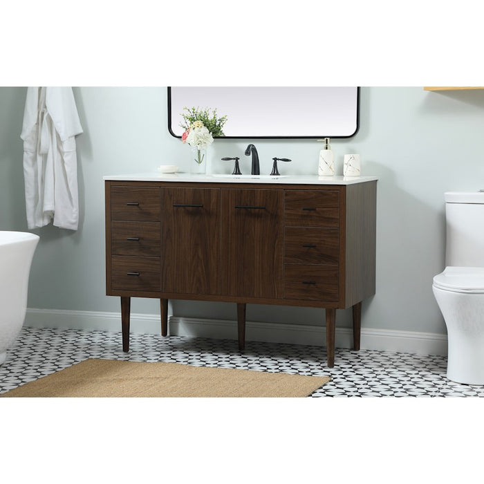 Elegant Kitchen/Bath Cyrus 48" Single Bathroom Vanity, Walnut