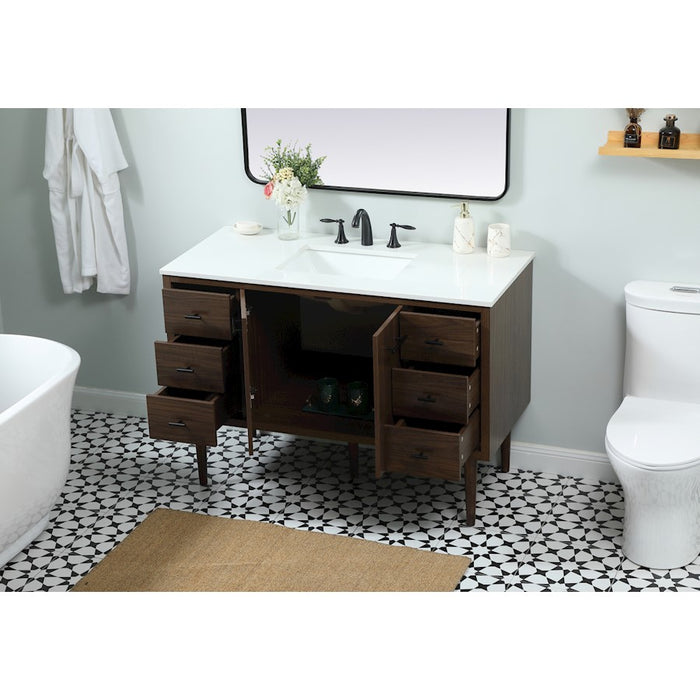 Elegant Kitchen/Bath Cyrus 48" Single Bathroom Vanity, Walnut