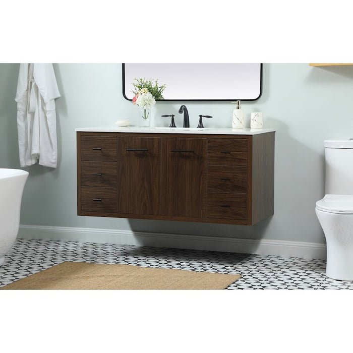 Elegant Kitchen/Bath Cyrus 48" Single Bathroom Vanity, Walnut