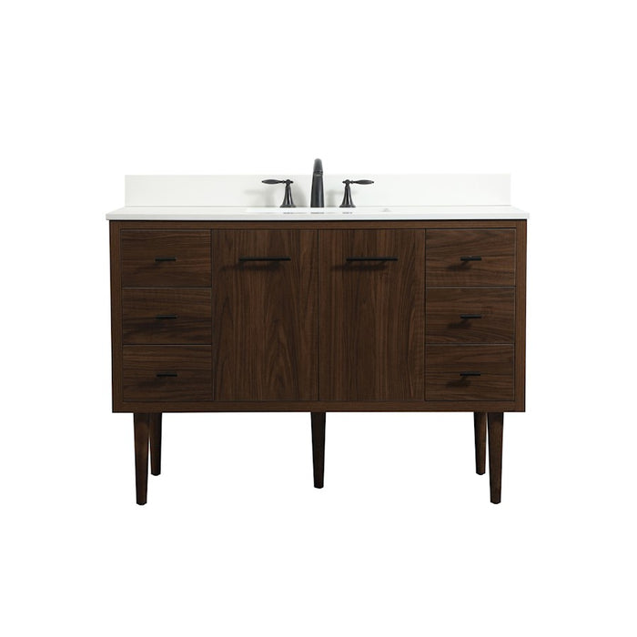 Elegant Cyrus 48" Single Bathroom Vanity, Walnut/Backsplash - VF48048MWT-BS