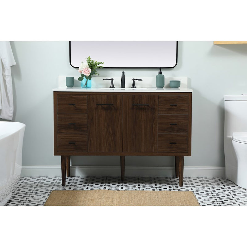 Elegant Cyrus 48" Single Bathroom Vanity, Walnut/Backsplash