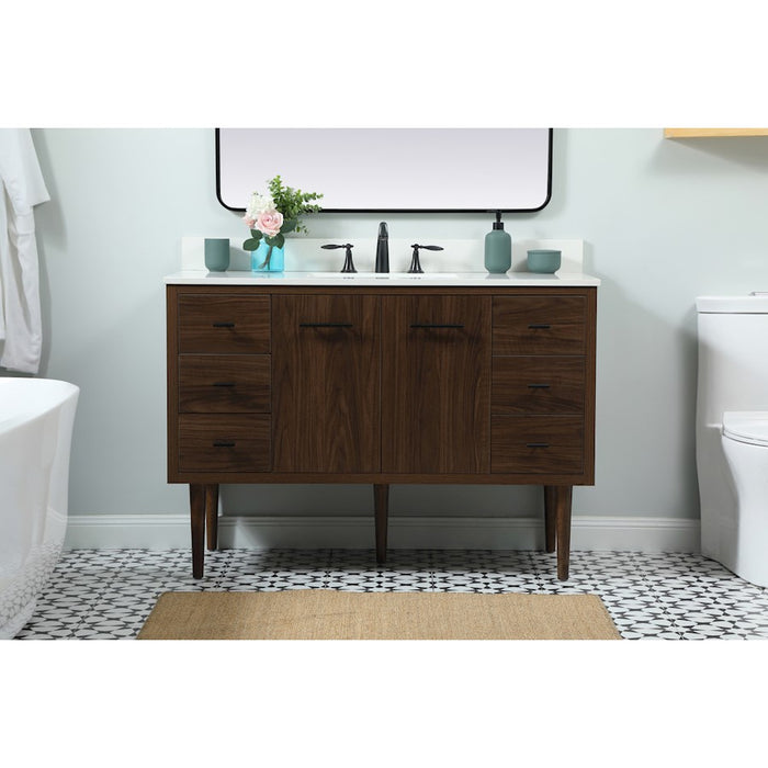 Elegant Cyrus 48" Single Bathroom Vanity, Walnut/Backsplash