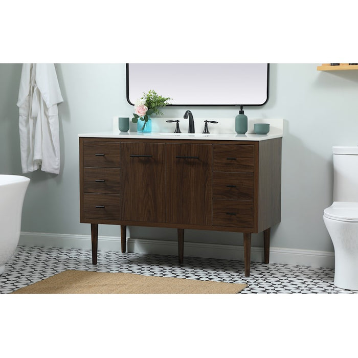 Elegant Cyrus 48" Single Bathroom Vanity, Walnut/Backsplash
