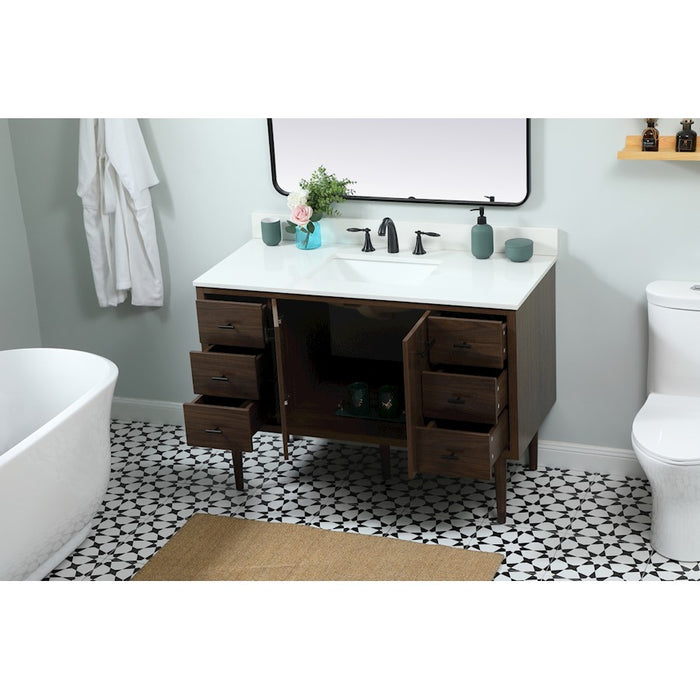 Elegant Cyrus 48" Single Bathroom Vanity, Walnut/Backsplash