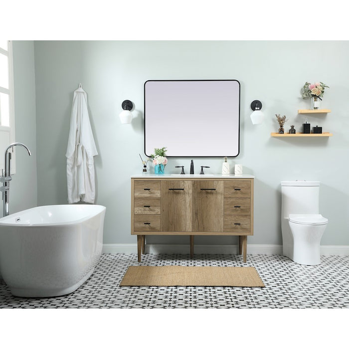 Elegant Cyrus 48" Single Bathroom Vanity, Walnut/Backsplash