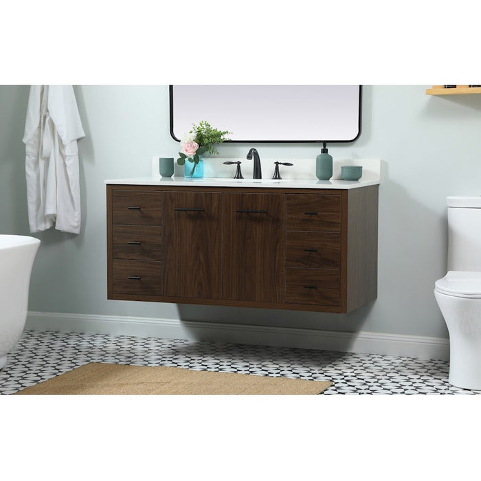 Elegant Cyrus 48" Single Bathroom Vanity, Walnut/Backsplash