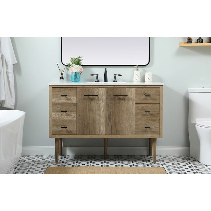 Elegant Kitchen/Bath Cyrus 48" Single Bathroom Vanity, Natural Oak