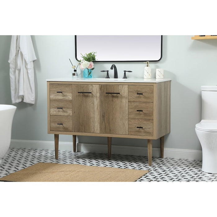 Elegant Kitchen/Bath Cyrus 48" Single Bathroom Vanity, Natural Oak