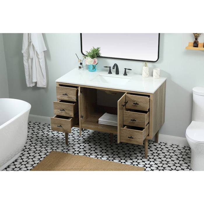 Elegant Kitchen/Bath Cyrus 48" Single Bathroom Vanity, Natural Oak