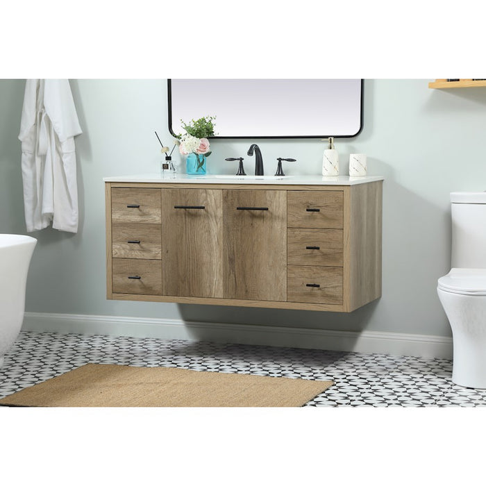 Elegant Kitchen/Bath Cyrus 48" Single Bathroom Vanity, Natural Oak