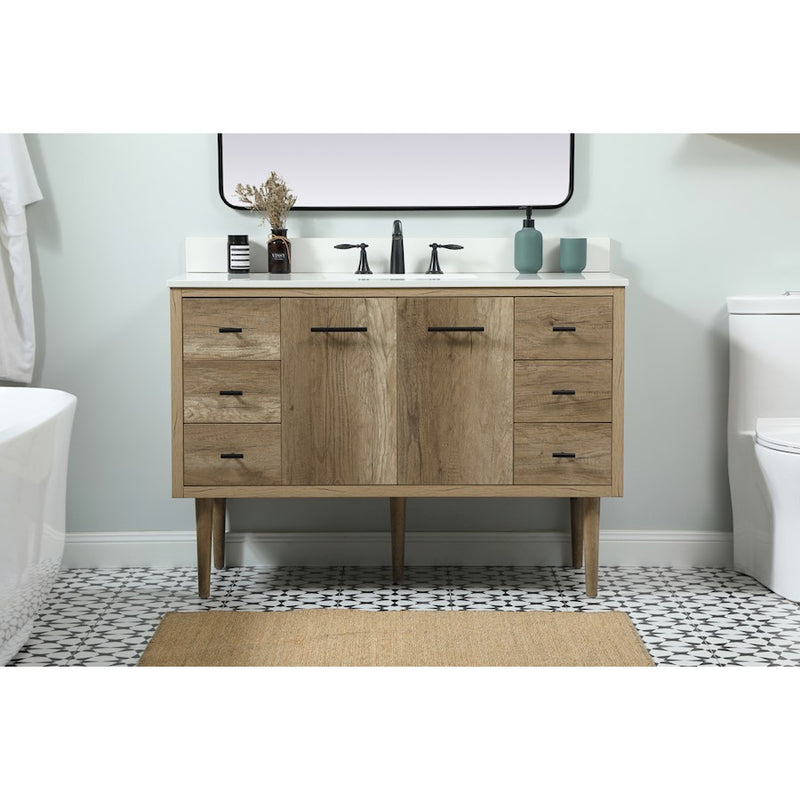 Elegant Cyrus 48" Single Bathroom Vanity, Natural Oak/Backsplash