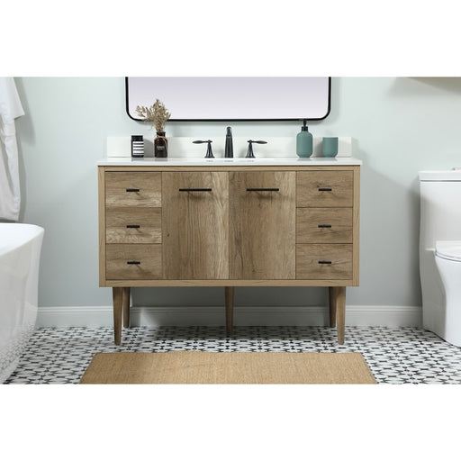 Elegant Cyrus 48" Single Bathroom Vanity, Natural Oak/Backsplash