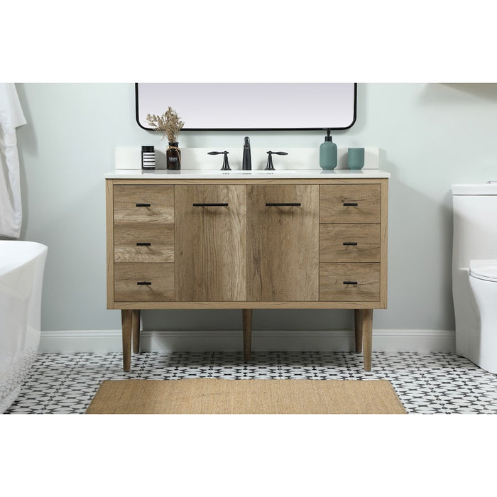 Elegant Cyrus 48" Single Bathroom Vanity, Natural Oak/Backsplash