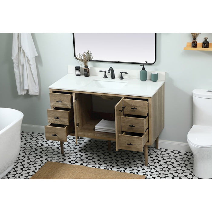 Elegant Cyrus 48" Single Bathroom Vanity, Natural Oak/Backsplash
