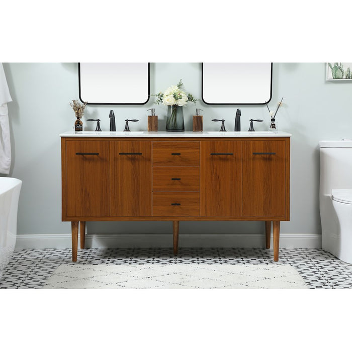 Elegant Kitchen/Bath Cyrus 60" Single Bathroom Vanity, Teak