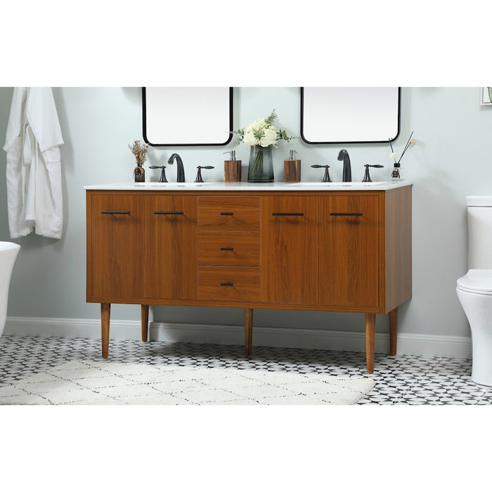Elegant Kitchen/Bath Cyrus 60" Single Bathroom Vanity, Teak