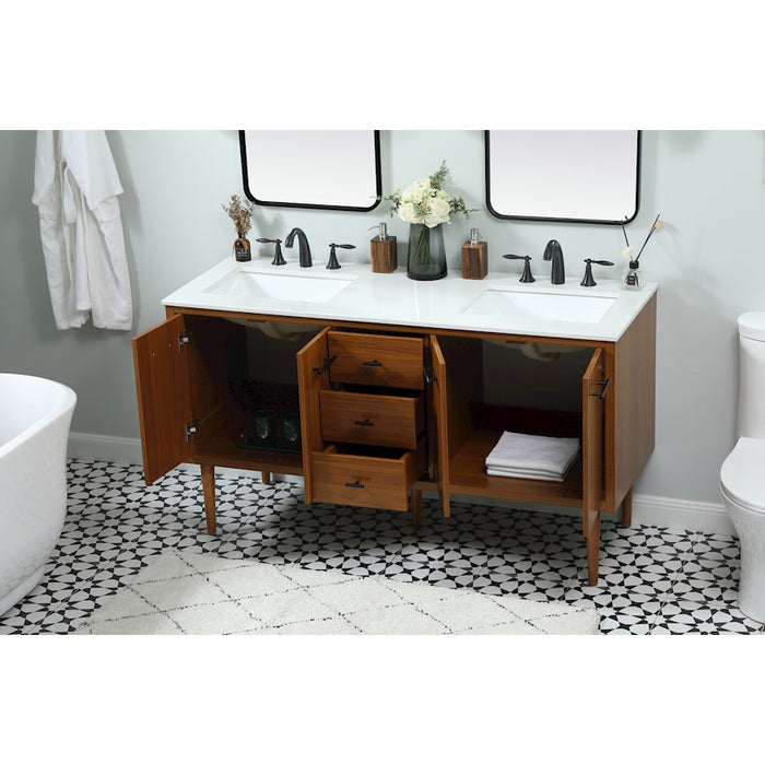 Elegant Kitchen/Bath Cyrus 60" Single Bathroom Vanity, Teak