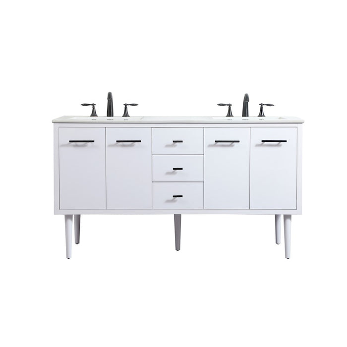 Elegant Kitchen/Bath Cyrus 60" Single Bathroom Vanity, White - VF48060DMWH