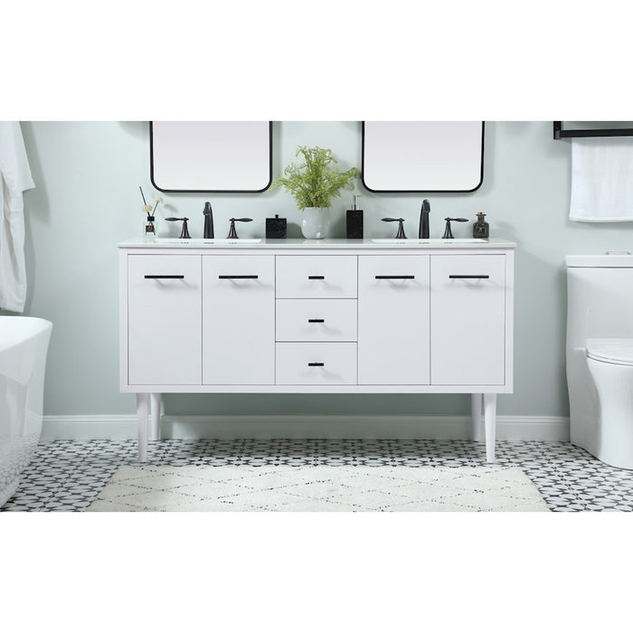 Elegant Kitchen/Bath Cyrus 60" Single Bathroom Vanity, White