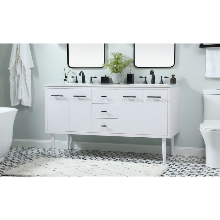 Elegant Kitchen/Bath Cyrus 60" Single Bathroom Vanity, White