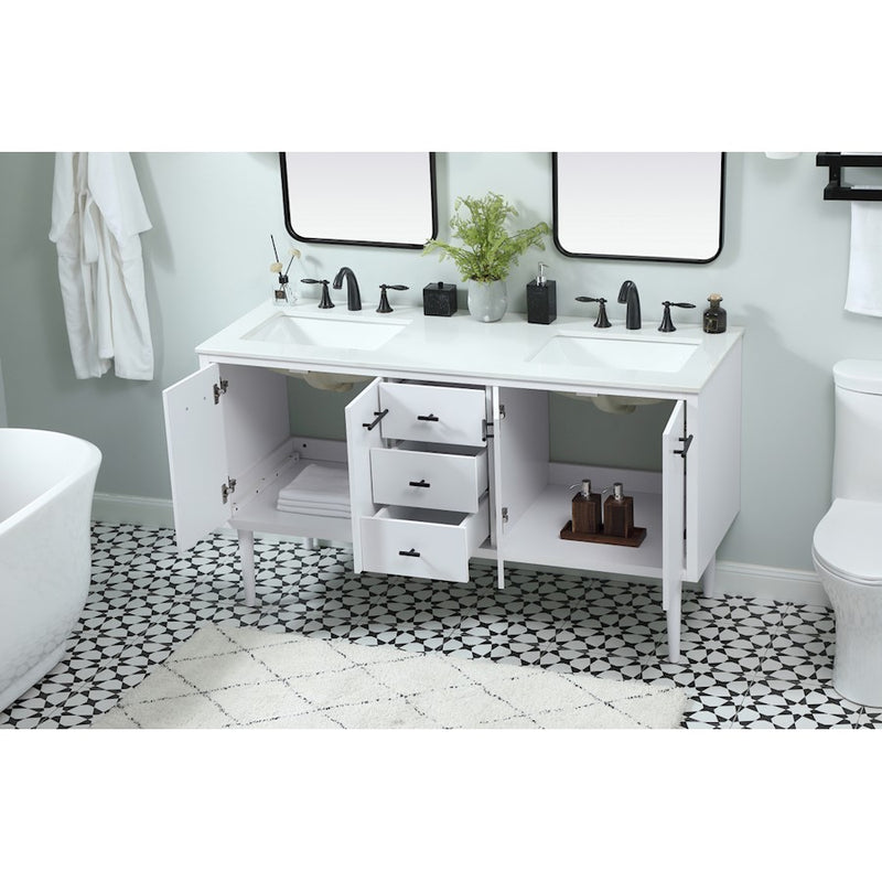 Elegant Kitchen/Bath Cyrus 60" Single Bathroom Vanity, White