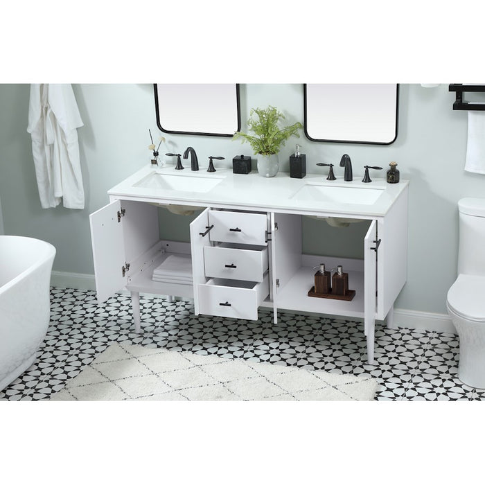 Elegant Kitchen/Bath Cyrus 60" Single Bathroom Vanity, White