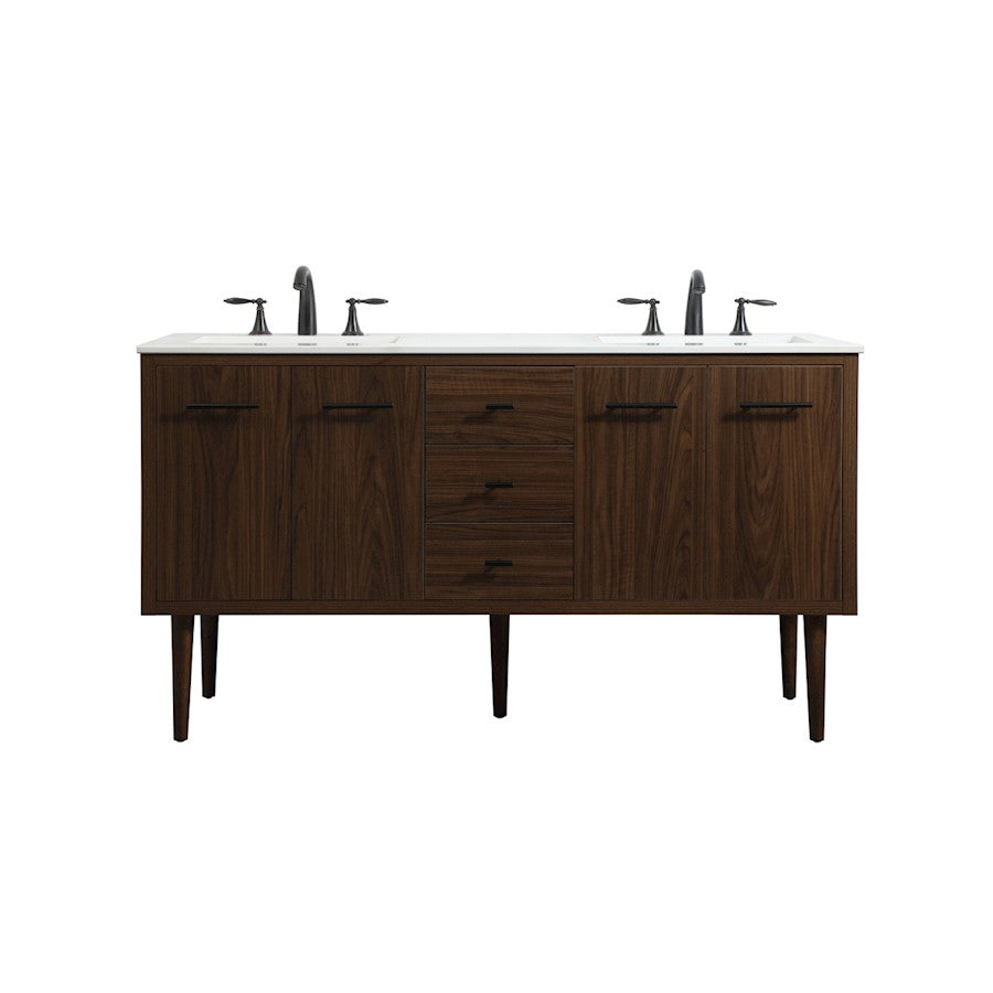 Elegant Kitchen/Bath Cyrus 60" Single Bathroom Vanity, Walnut - VF48060DMWT