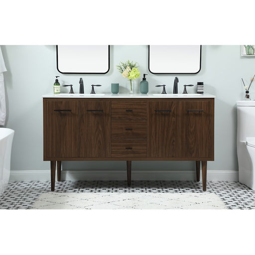 Elegant Kitchen/Bath Cyrus 60" Single Bathroom Vanity, Walnut